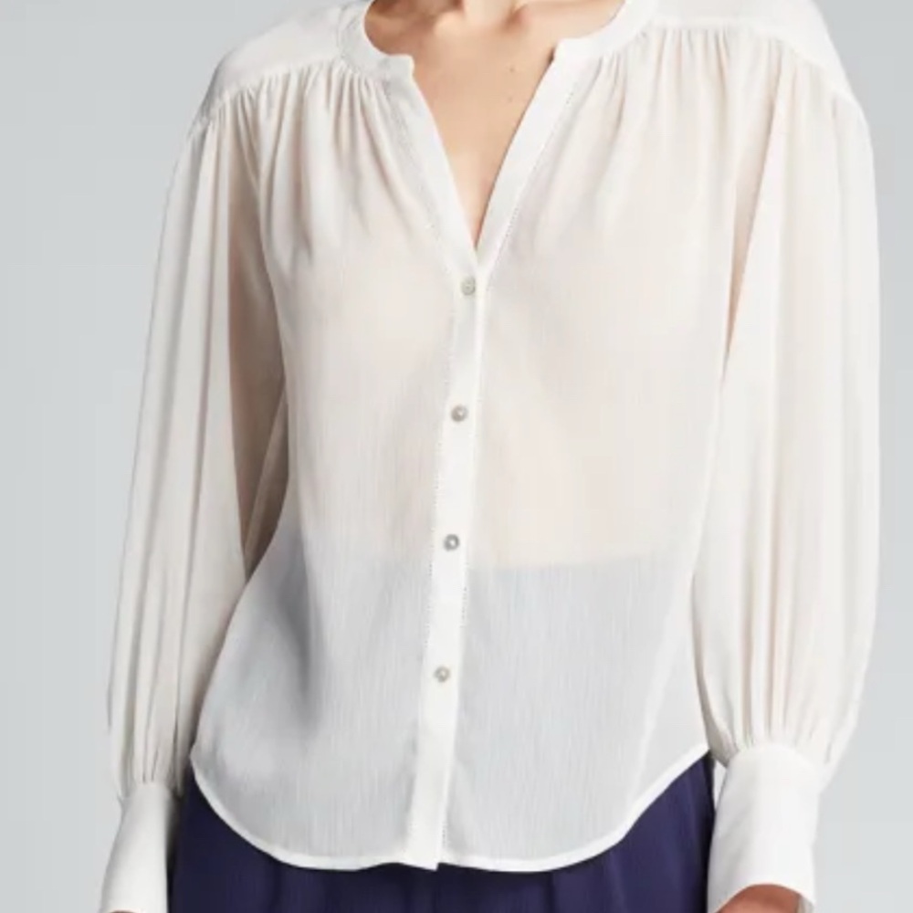L’AGENCE Farah Yoked Blouse – White – Size L - Picture 6 of 6